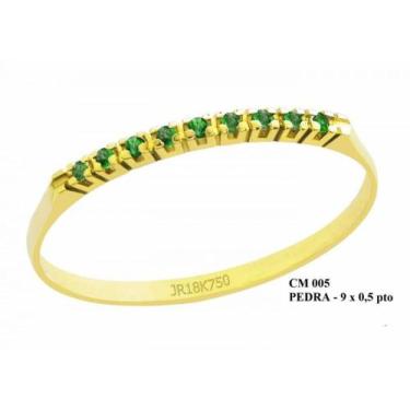Imagem de Meia Aliança de Ouro 18K Miami com Esmeralda - JoiaUnica