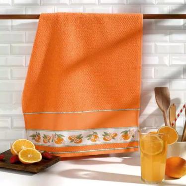 Imagem de Pano de copa dohler picnic laranja felpudo jacquard bordar