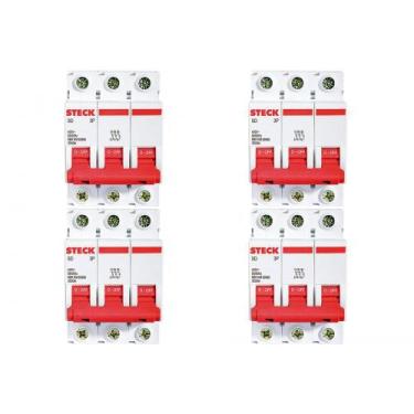 Imagem de Kit C/4 - Disjuntor Steck Din Tripolar 63A Sd63 3Ka