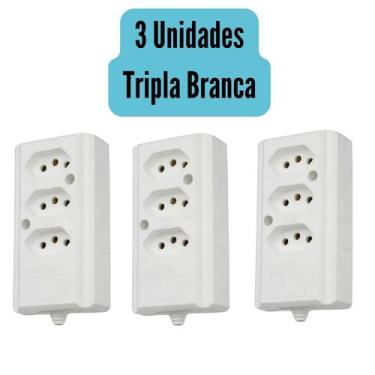 Imagem de Kit C/3 Und Tomada Tripla 10a/20a Régua P/ Extensão 2P+T - Eletro Salv