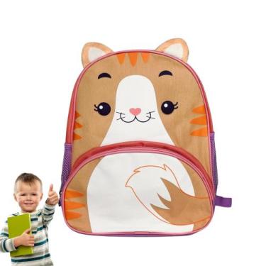 Imagem de Mochila infantil com alça estampa tubarão pato girafa gato polícia bom