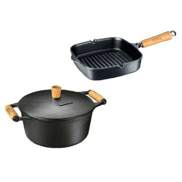 Imagem de Panela Caçarola 3 litros e Frigideira Chapa Cook Grill Ferro - Panela 