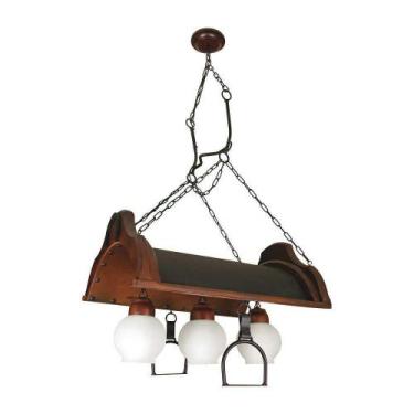 Imagem de Lustre Sela de Cavalo Envelhecido 3 Lâmpadas 933E - Luminárias Müller 