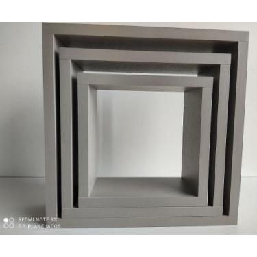 Imagem de Kit 3 Nichos Decorativo Mdf Quadrado Quarto Sala Decoração Escritório 