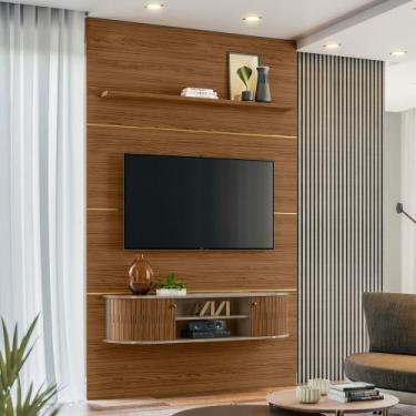 Imagem de Painel p/ TV Monte Carlo Home Piso ao teto, com Rack Suspenso para TVs
