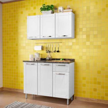 Imagem de Kit Cozinha de Aço Balcão 3 Portas 1 Gaveta e Armário Aéreo Triplo Mul