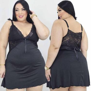 Imagem de Camisola Plus Size Sem Bojo Renda Sexy Lingerie Sensual Luxo - Like4yo
