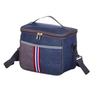 Imagem de Bolsa Térmica Para Marmita Unissex 7,3 Litros Estilo Jeans Com Listras
