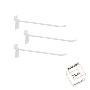 Imagem de Gancho Para Painel Canaletado 30cm Branco Kit 45 Unidades - LM Balcoes