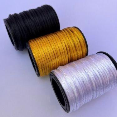 Imagem de Kit 3 Cordão Cetim Seda Rabo Rato Rolo Com 10 Metros 2mm - A loja da B