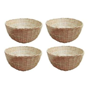 Imagem de Kit 4 Balaio Bambu 45cm Cesto Palha Artesanal Decoração,  Marrom
