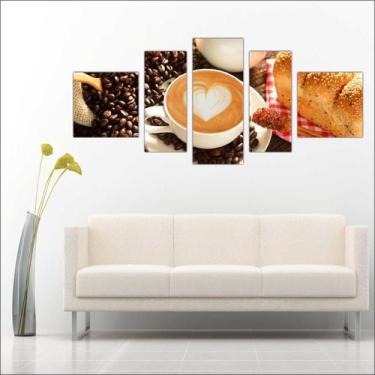 Imagem de Quadro Decorativo Gourmet Cafeterias Padarias Café Com 5 Peças TT4 - V
