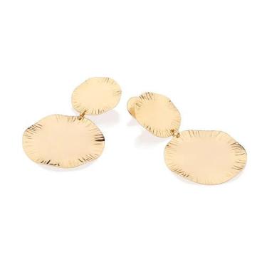 Imagem de Brincos rommanel banhado ouro 18k feminino grande maxi círculos pendur