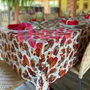 Imagem de Toalha de Mesa Natal Natalina 8 Lugares Gliter Víes Dourado - Casa di 