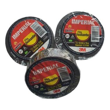 Imagem de Kit 3 Rolos Fita Isolante 3m Imperial 18mm X 10m Preta