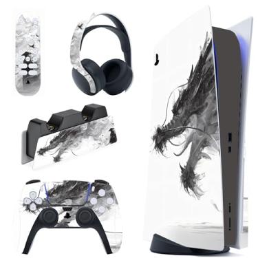 Imagem de PlayVital Conjunto completo de decalque para console ps5 edição de disco, adesivo de vinil para controle ps5, estação de carregamento, fone de ouvido e controle remoto de mídia - Mistborn Dragon