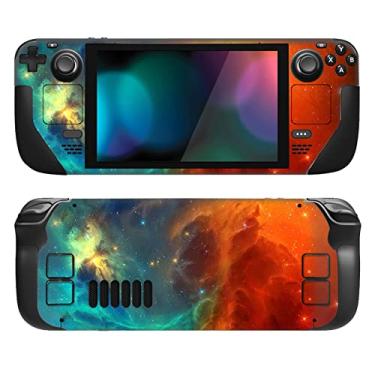 Imagem de PlayVital Conjunto completo de decalque de película protetora para LCD Steam Deck, adesivos personalizados capa de vinil para Steam Deck OLED - Orange Star Universe