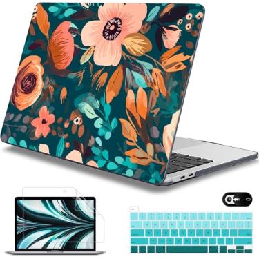 Imagem de Mektron Capa para MacBook Pro 13 polegadas 2022 2021 2020 versão A2338 M2 M1 A2289 A2251, capa rígida de plástico impresso para MacBook Pro 13,3 polegadas Touch Bar serve para Touch ID, florais