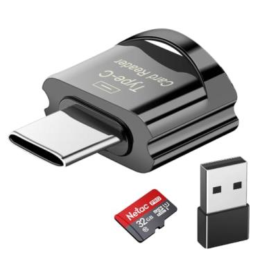 Imagem de Leitor de cartão micro SD, leitor de cartão USB C TF BorlterGramp, leitor de cartão de memória USB C para Micro SD com adaptador USB C para USB, compatível com MacBook, laptops, telefones Galaxy e mais