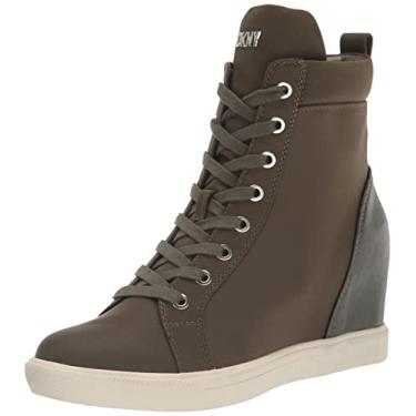 Imagem de DKNY Tênis feminino Essential High Top Slip on Wedge, Verde militar, 6.5