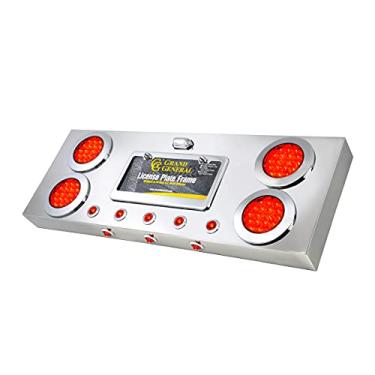 Imagem de GG Grand General Painel de luz traseira de aço inoxidável 91300 com LED vermelho de 4 e 2,5 cm com placa de licença