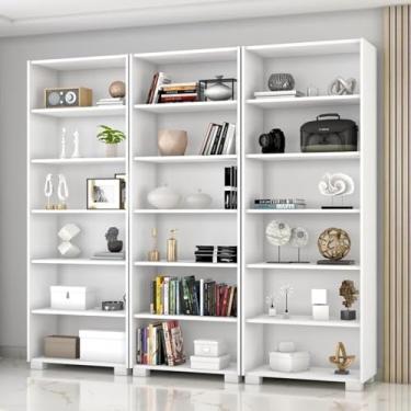 Imagem de Kit 3 Estantes para Livros 5 Prateleiras 188cmx181,5cm Office Branco