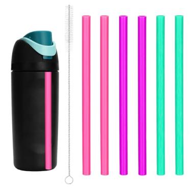 Imagem de 6 peças de substituição de canudos para Owala FreeSip Kids 473 ml, canudos de plástico reutilizáveis com escova de limpeza acessórios de copo de copo peças compatíveis com garrafa de água Owala