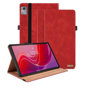 Imagem de Capa para Lenovo Tab M11 / Tab K11 LTE 11 polegadas (TB330FU) lançado em 2024, capa inteligente de visualização multiângulo com bolso, capa flip de couro PU empresarial com suporte para cartão para