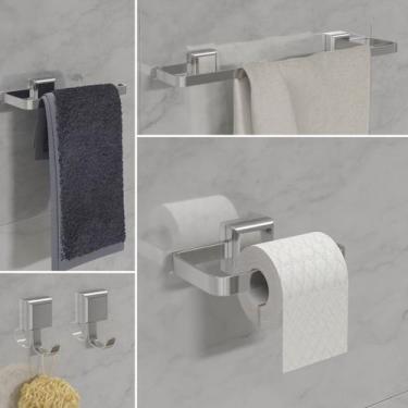 Imagem de Kit De Acessórios Para Banheiro 5 Peças Luxo Com 2 Cabides - LGC COMER
