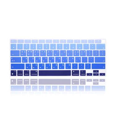 Imagem de MMDW Capa ultrafina de silicone para teclado em idioma coreano para MacBook Air 33.8 cm 33.0 cm 2020 mais recente processador M1 (modelo A2337) protetor de acessórios Touch ID versão EUA (azul