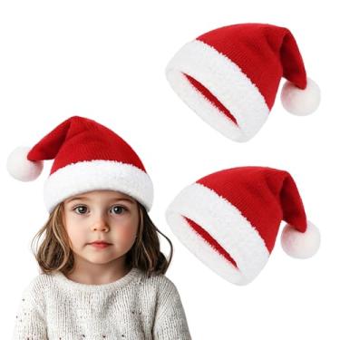 Imagem de Durio 2 peças de chapéu de Natal unissex para bebês recém-nascidos, meninos, meninas, gorro de Natal e inverno, Vermelho x 2, 18-24 meses