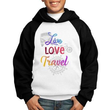 Imagem de Moletom Infantil Live Love Travel - Foca na Moda, Branco, Preto, 2
