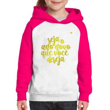 Imagem de Moletom Infantil Seja o ano novo que você deseja - Foca na Moda, Branc