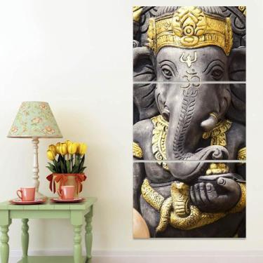 Imagem de Quadro Decorativo 60x120 cm Sala Lord Ganesha Estátua Hindu - IQuadros