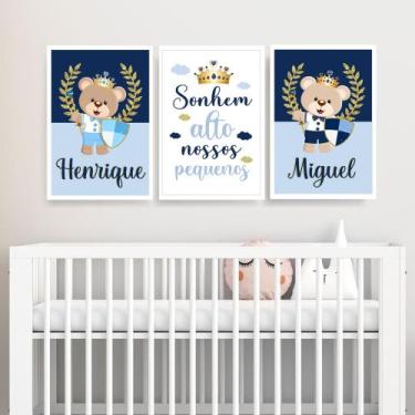 Imagem de 3 Quadros Infantil Ursinho Príncipe - FlorEllas, Irmãos 3