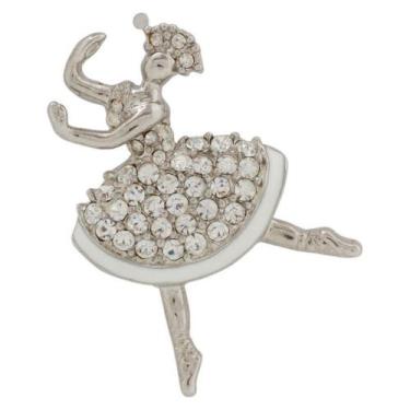 Imagem de Broche Strass Bailarina BRG7458 - Akasaki, Cristal, Prateado