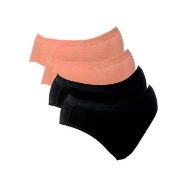 Imagem de Kit com 4 Calcinhas Alta Lithos Demillus 26014/56014, Preto, M