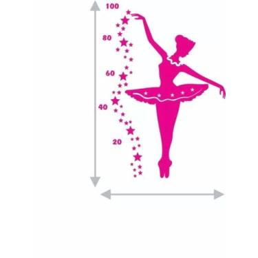 Imagem de Adesivo De Parede Bailarina Régua De Crescimento - pinkie