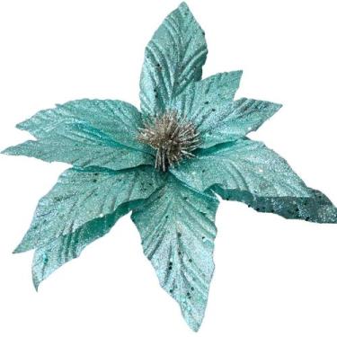 Imagem de Flor Artificial Bico papagaio Gritter Decoração Natal 36 cm Tok da Cas