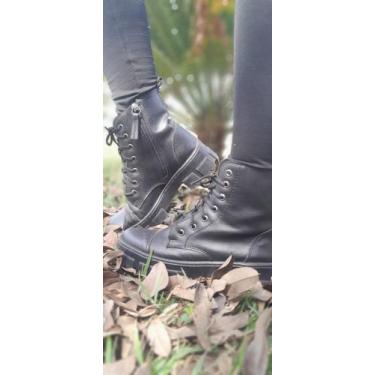 Imagem de Bota Coturno Feminina  em couro Ecoológico - MunizModas, Marrom, 35