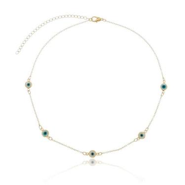 Imagem de Choker Belca Com Pingente Olho Grego, No Banho De Ouro - Belca Semijoi