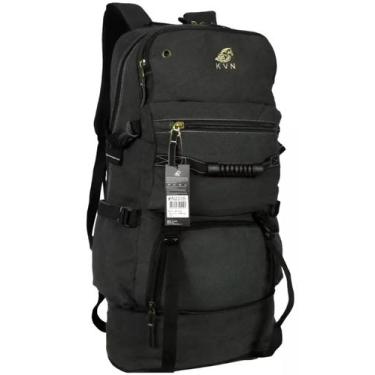 Imagem de Mochila Camping Em Lona Com Expansão Reforçada Kvn 80 Litros, Preto