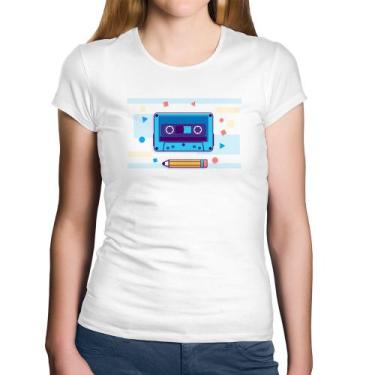 Imagem de Baby Look Algodão Fita Cassete - Foca na Moda, Branco, G