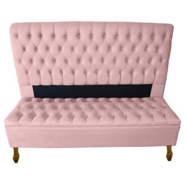 Imagem de Cabeceira + Recamier Baú Capitone Iza Para Cama Box Super King 198 Cm 