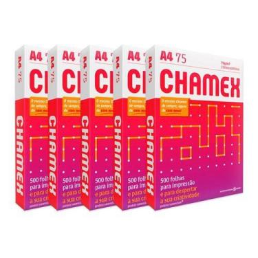 Imagem de Papel Sulfite Chamex A4 Office 2500 Folhas 75g (5 Resmas), Branco