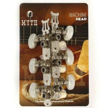 Imagem de Tarraxa pino grosso cromada celuloide branco headstock furo lateral - 
