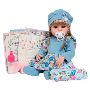 Imagem de Bebê Reborn Loira Realista Articulado 100% Vinil Siliconado - Cegonha 