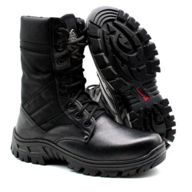 Imagem de Coturno Militar Em Couro E Lona Cordura Extra Leve Tático Militar Bmbr