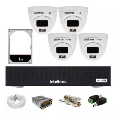 Imagem de Kit Intelbras 4 Vhd 1120d Full Color, Dvr Mhdx 1004, C/1tb