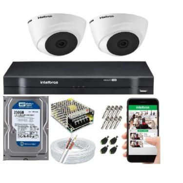 Imagem de Kit Cftv 2 Câmeras De Segurança Intelbras Dome IR  20 metros E Dvr Mhd